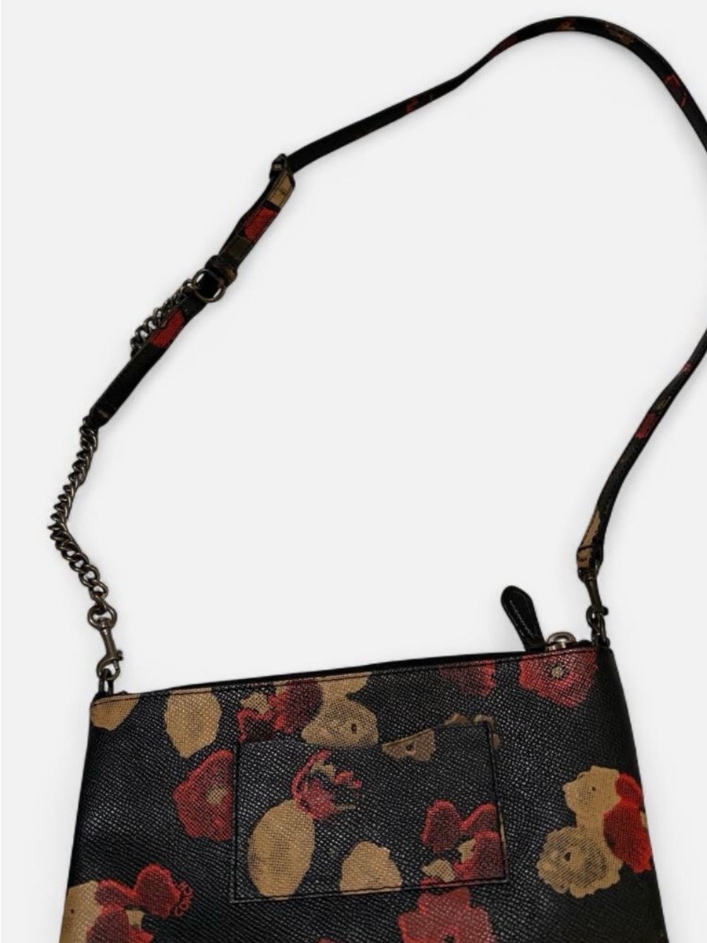 Coach Black Crossbody Bag with Red and Tan Floral Print